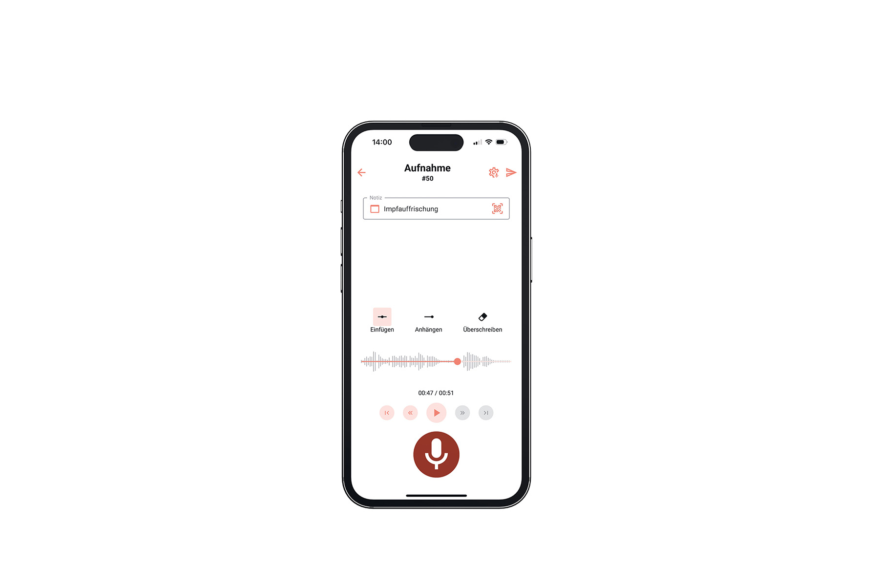 Mockup iPhone - Voicepoint Xenon® Aufnahme