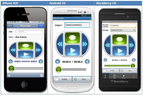 Winscribe Dictation app for different operating systems